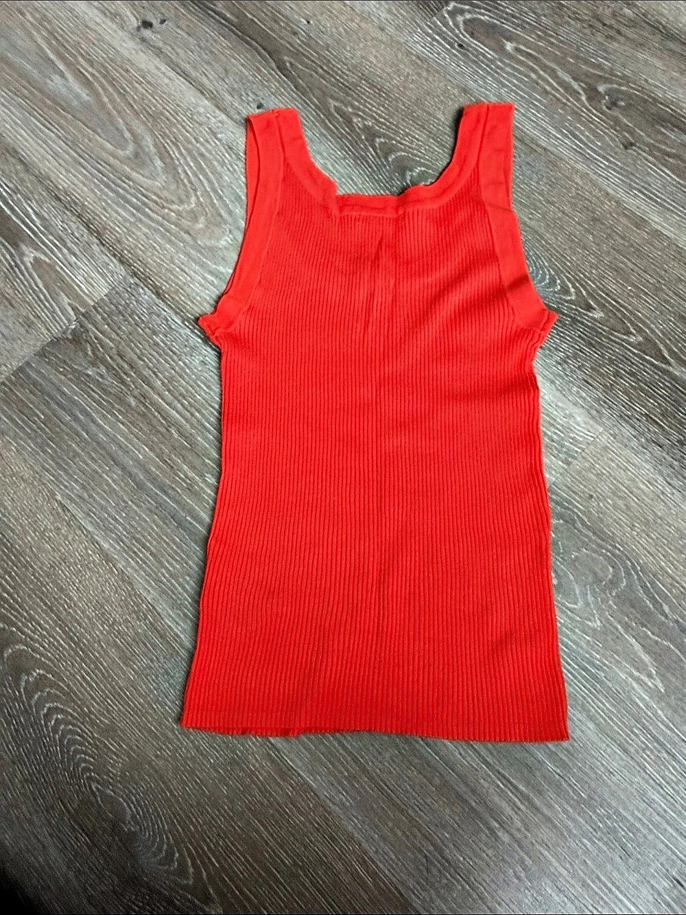 Red Ribbed Tank Top Like New - Picture 3 of 3